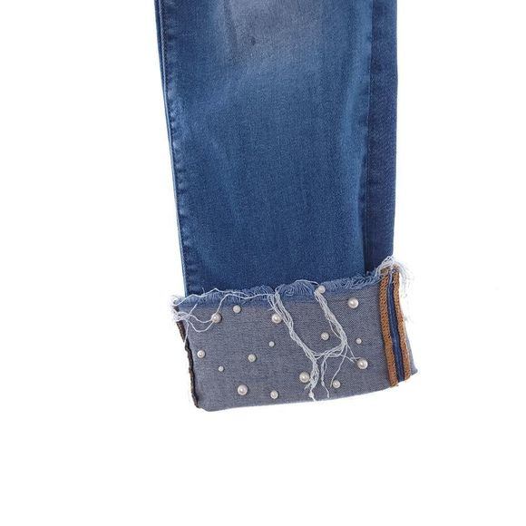 DRIFTWOOD Blue Cropped Jeans with Embellished Cuffs - Picture 9 of 16
